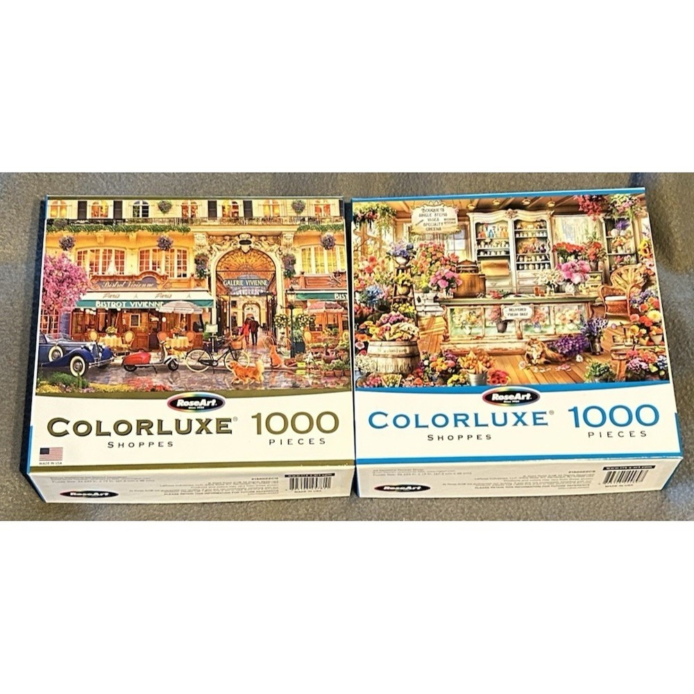 RoseArt Puzzle Bundle Lot 2 All Seasons Flower Shop Bistrot Vivienne 1000 Pieces